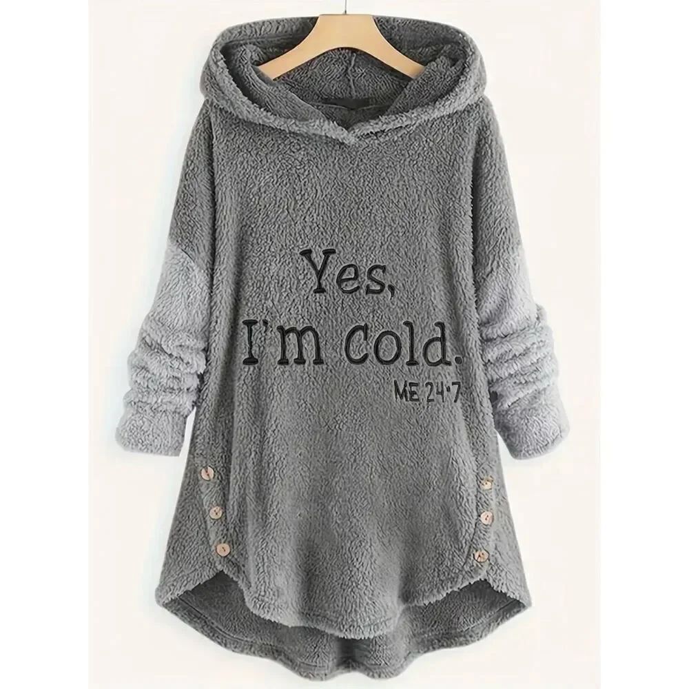 NWT XXL Yes, I'm cold ME 24:7 Grey Black Hoodie Sherpa Teddy Pullover Sweatshirt